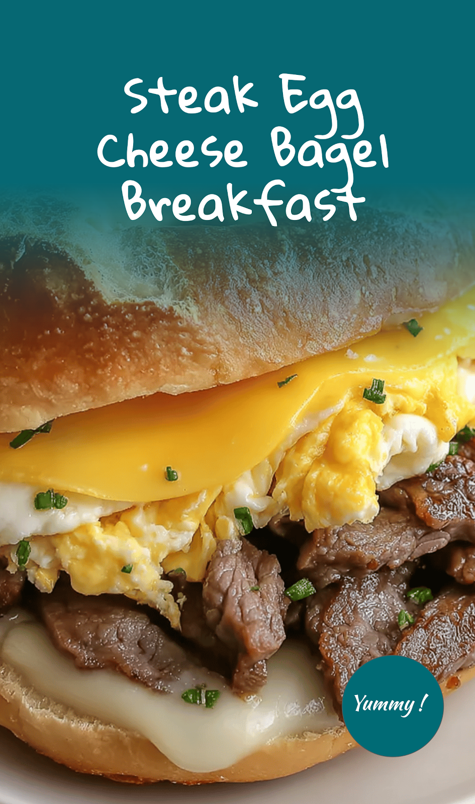 Homemade Steak Egg Cheese Breakfast Bagel