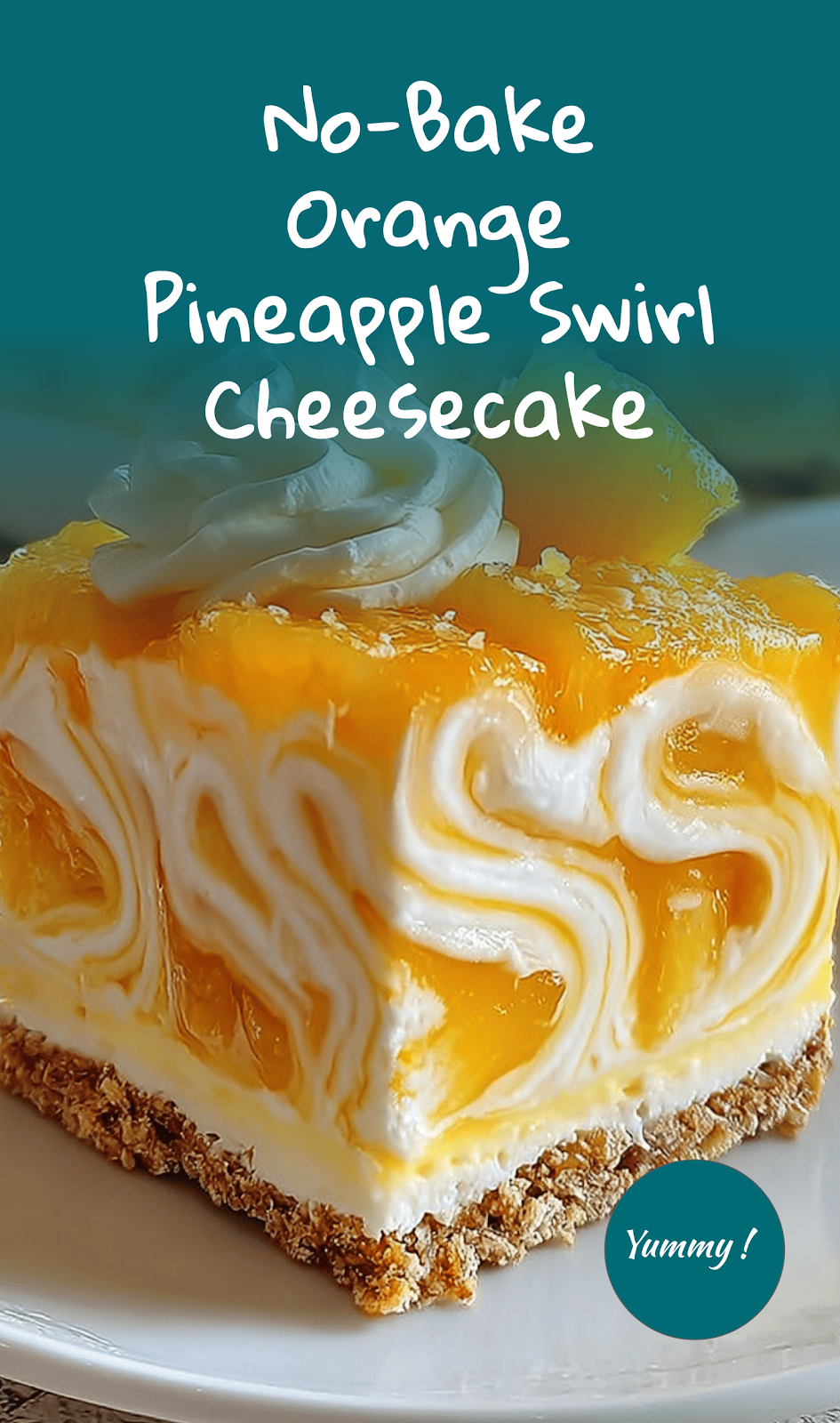 No-Bake Orange Pineapple Swirl Cheesecake Recipe