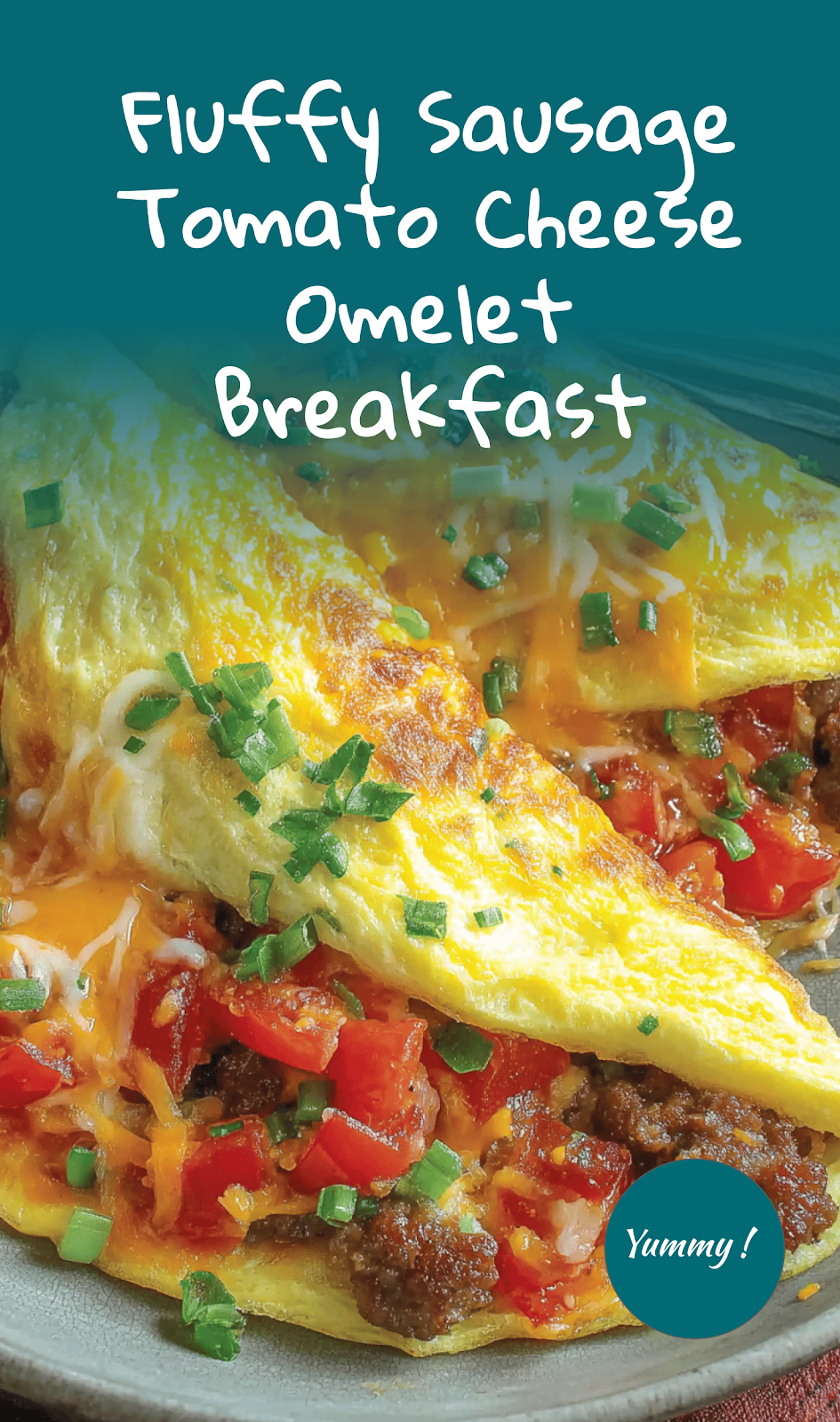 Sausage Tomato Cheese Fluffy Omelet Breakfast